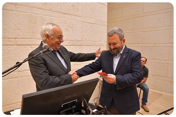 Ehud Barak Received his alumni card